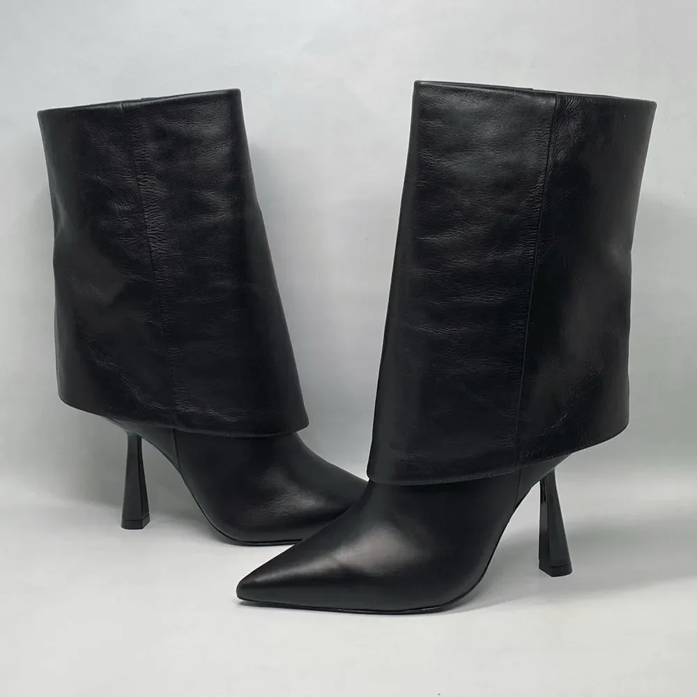 Black Suede Studio Cecille Leather Ankle Boots size 39